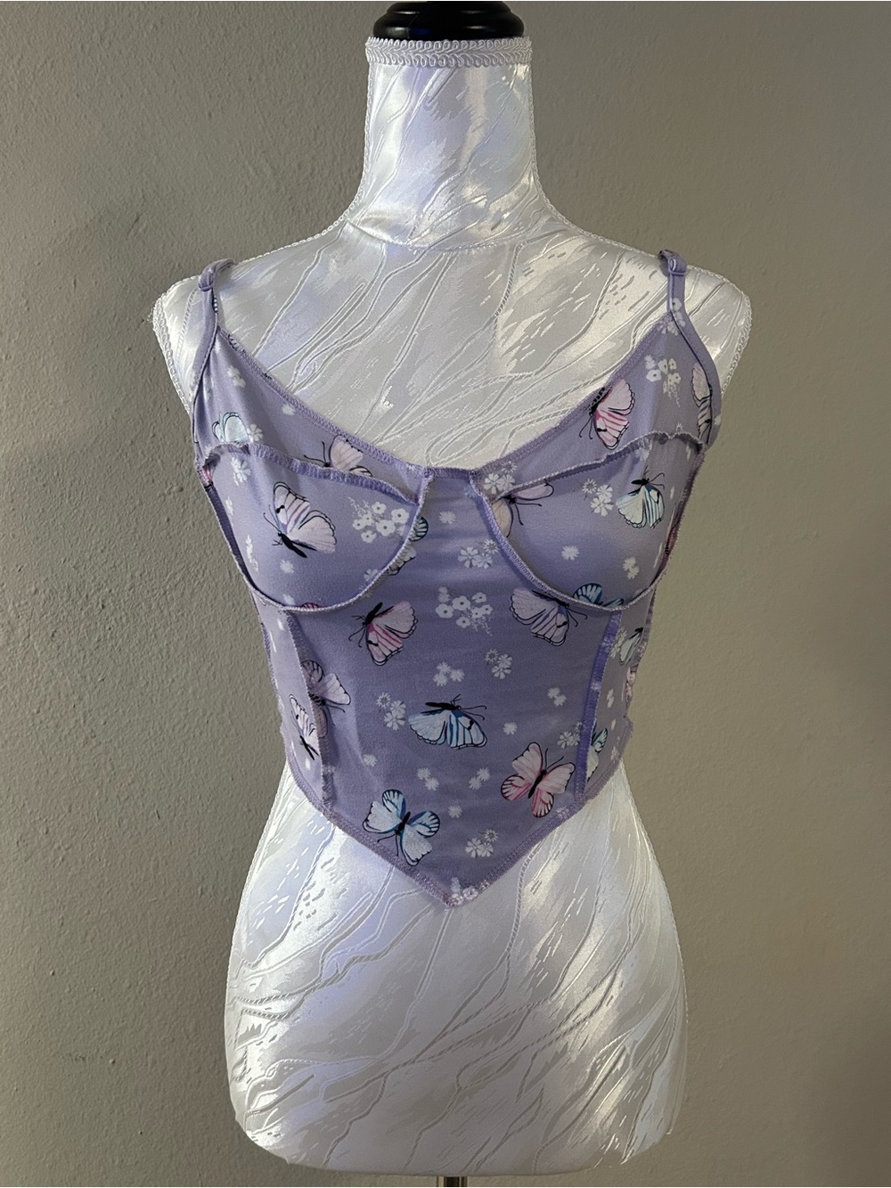 SHEIN Lavender Butterfly Corset Cami